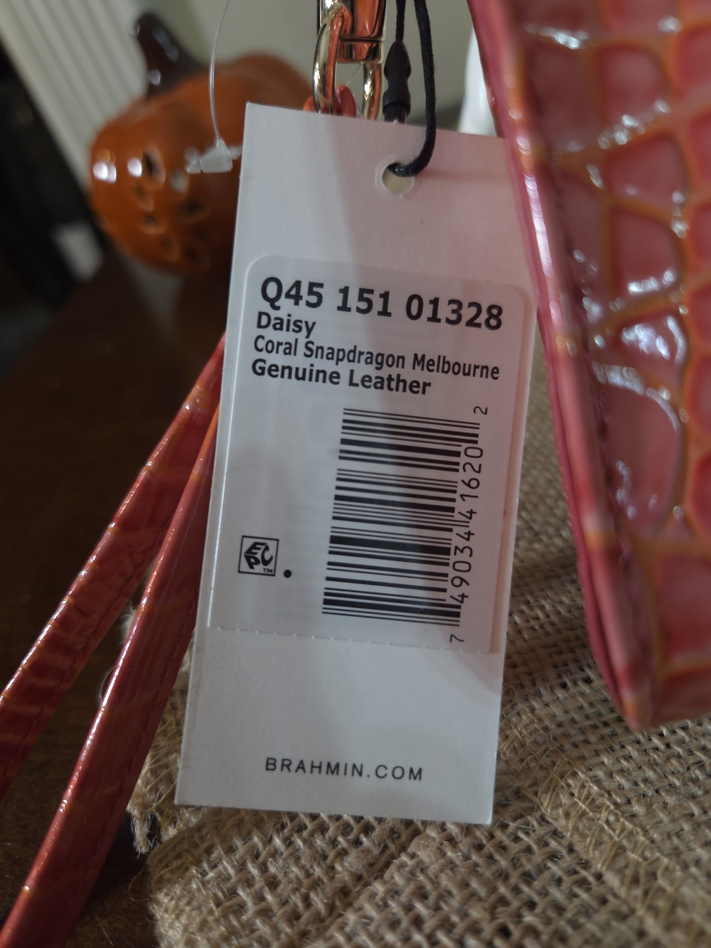NWT Brahmin Daisy Coral Snapdragon Melbourne Leather Wristlet - Picture 6 of 7